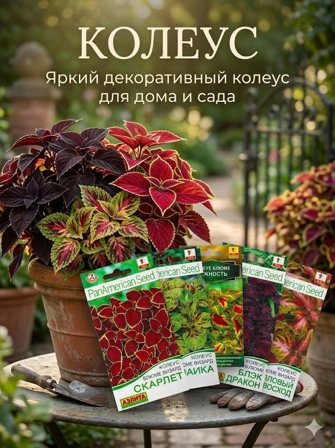 Набор семян цветов Колеус, смесь из 5 шт.