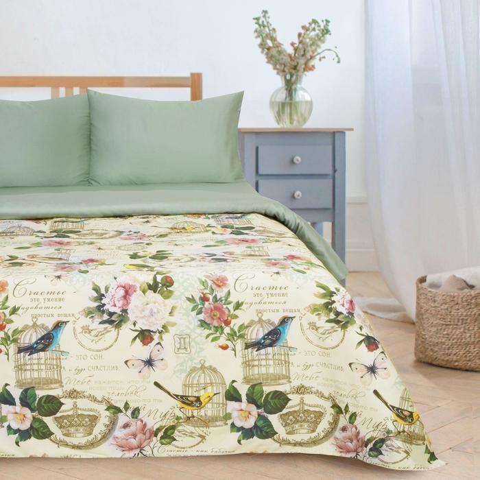 Постельное бельё Этель 2 спальное Счастье быть дома мако-сатин 175x215, 200x220, 50x70 см (2 шт) 128 г/м²