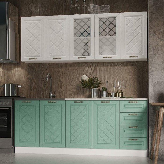 Кухня Агава 2000х600 мм Акация белая Мята