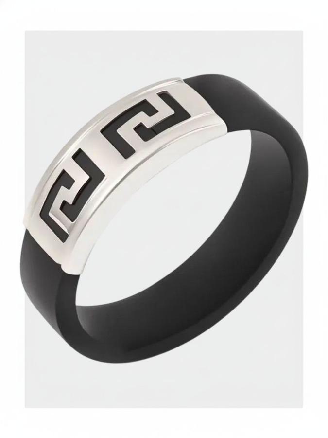 Серебряное кольцо из каучука 925 пробы, ширина 6 мм