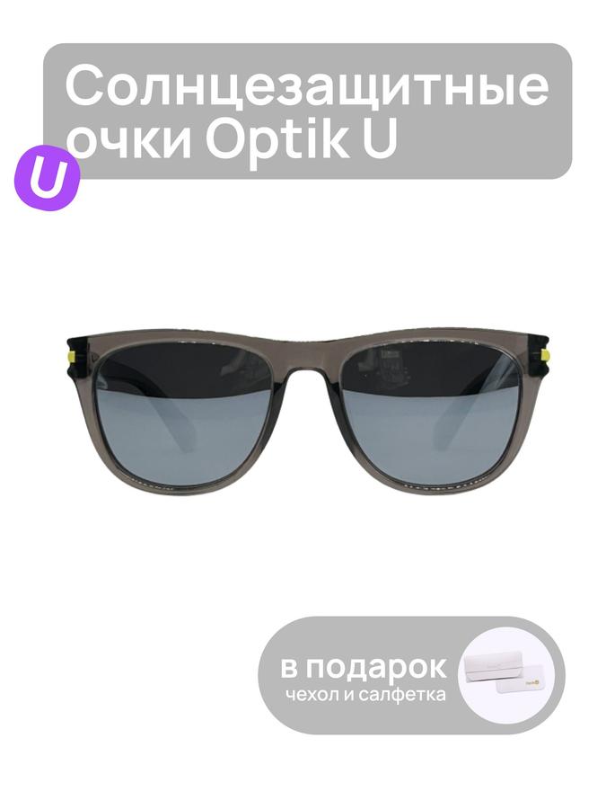 Мужские солнцезащитные очки Optik U 66609 C4 квадратные серые с поляризацией и УФ-защитой, светопропускание 18-8%