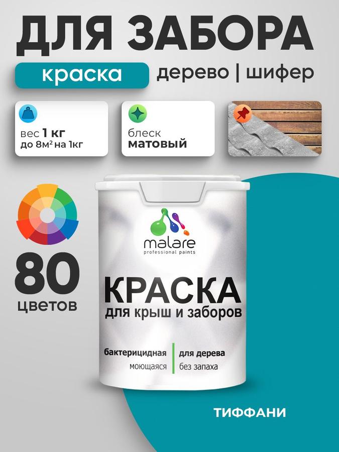 Акриловая матовая краска Malare тиффани для деревянного забора, быстросохнущая, моющаяся, 1 кг