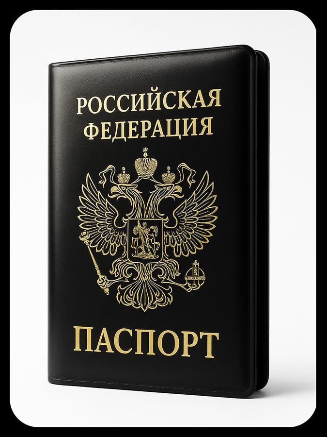 Обложка на паспорт мужская и женская черная с гербом РФ