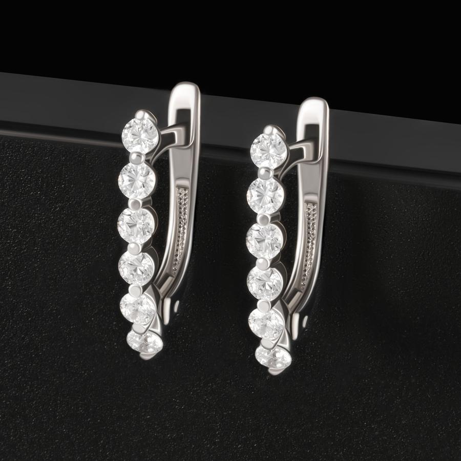 Золотые женские серьги 585 пробы с фианитами классические на английском замке