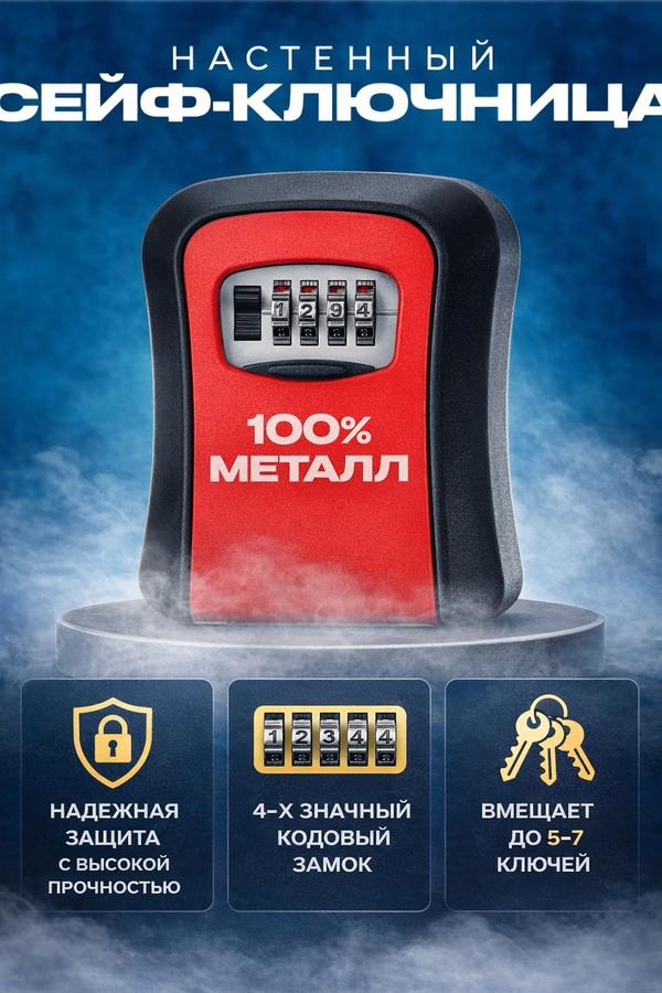 Настенная пластиковая сейф-ключница с кодовым замком