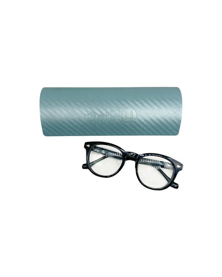Твердый футляр для очков Optik U полусфера голубой плетеный на магните