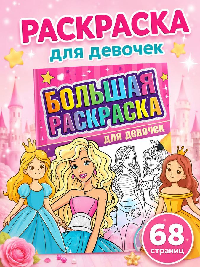 Раскраска для девочек Буква Ленд «Волшебный мир» большая