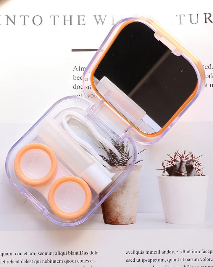 Набор дорожный для контактных линз AS 715 желтый с зеркалом, 1 шт.