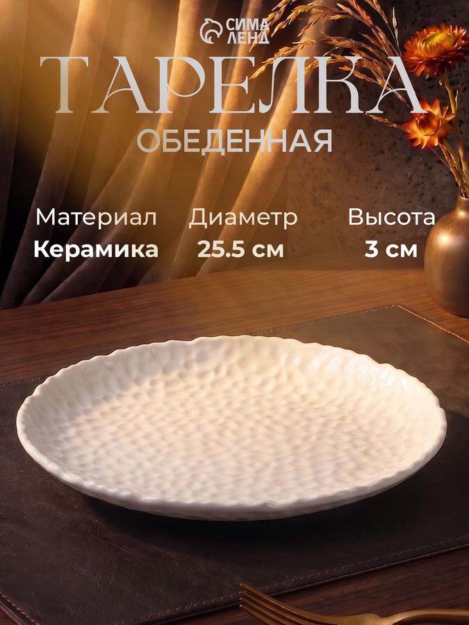 Сервировочная керамическая тарелка 25,5 см белая Доляна Воздушность
