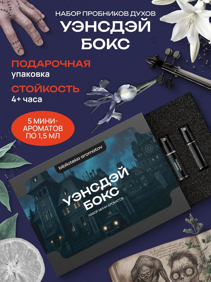 Набор пробников духов "Уэнсдей бокс" по мотивам сериала – библиотека ароматов