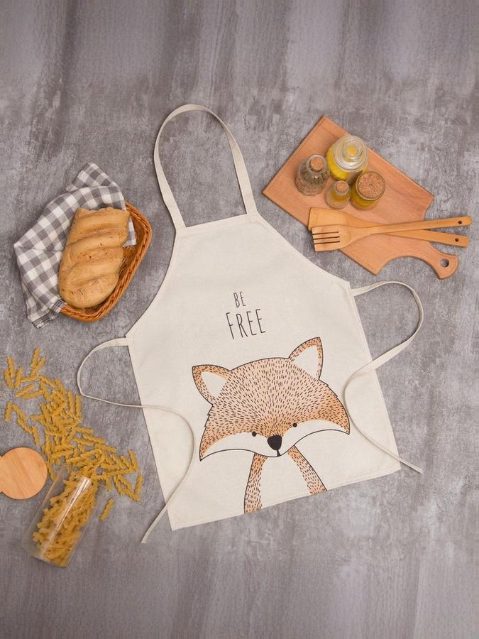 Короткий кухонный фартук Be Free 40х50 см из полиэстера и льна бежевый