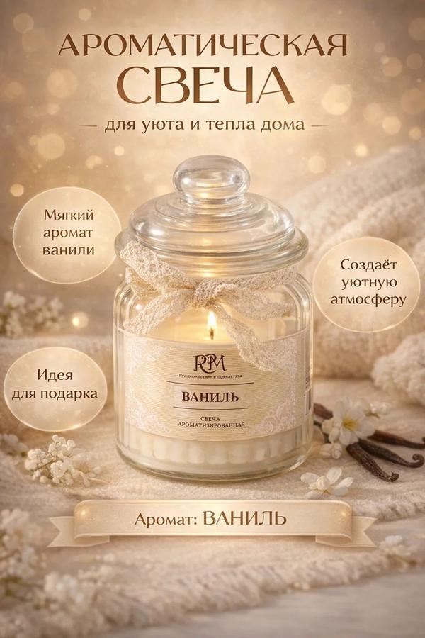 Ароматическая свеча в банке "Ваниль" 180 г, время горения 45 ч