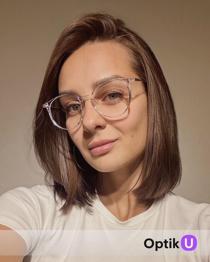 Женская прозрачная круглая пластиковая оправа для очков Optik U 20910 C3 с золотистыми заушниками