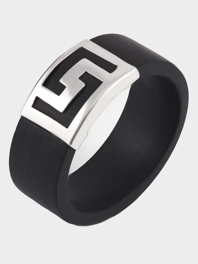 Каучуковое кольцо с серебром 925, ширина 8 мм